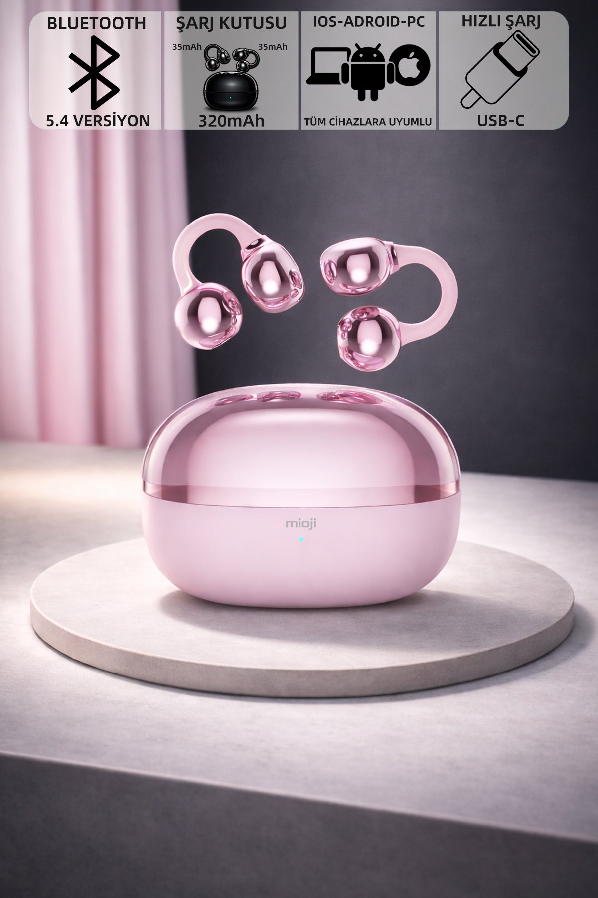 Mioji Airbuds 2 Bluetooth Kulaklık Pembe