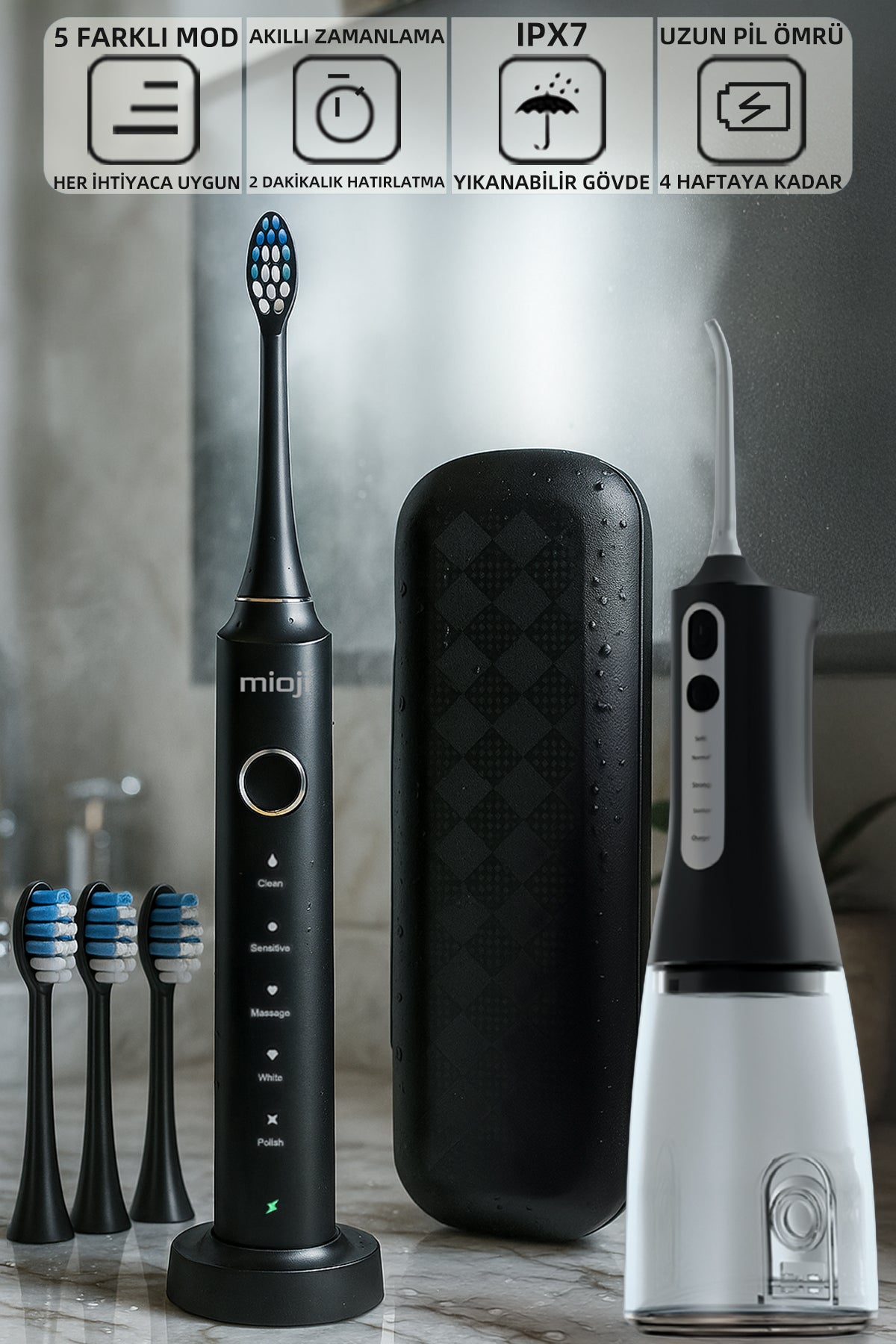 Mioji Oral B6 Care 4-in-1 Ağız Bakım Seti Siyah