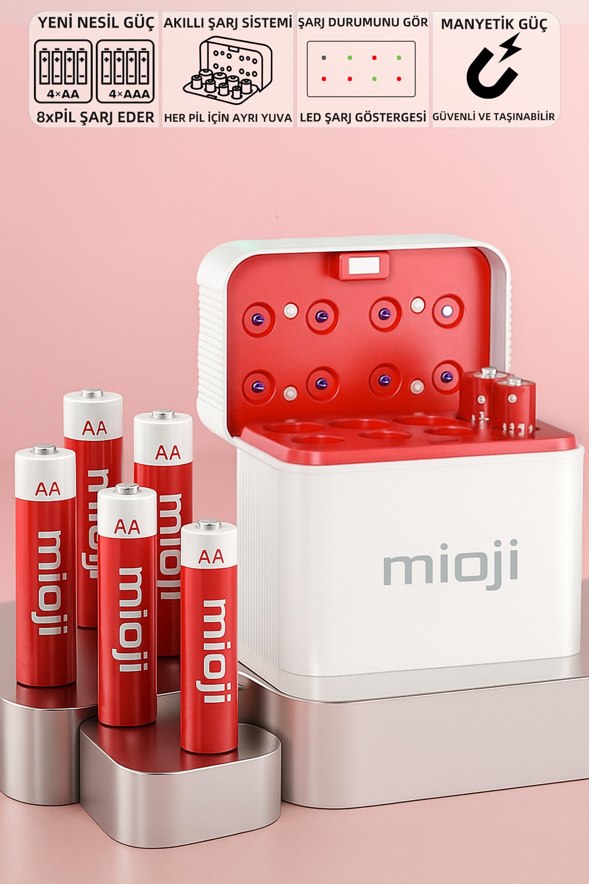 Mioji BT12 Pil Şarj Cihazı Beyaz