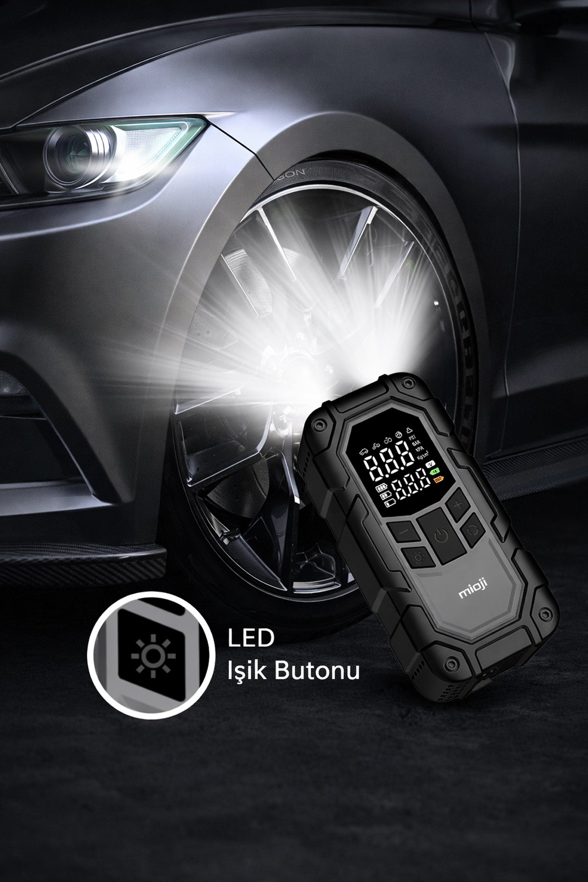 Mio D8H Plus 2000A 16000mAh Akü Takviye+Hava Pompası+LED Fener+Powerbank