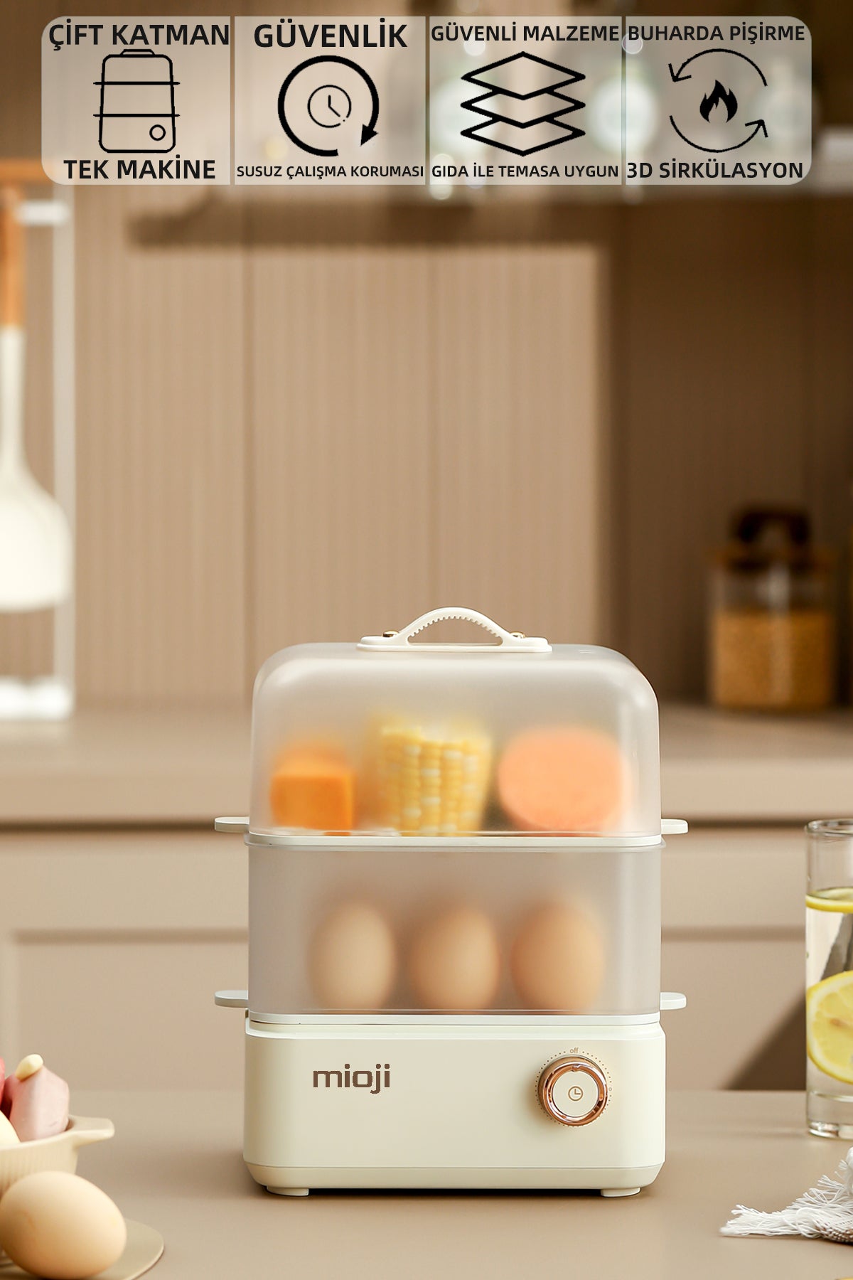 Mio EG8B Çok Fonksiyonlu Yumurta Haşlama ve Buharlı Pişirici