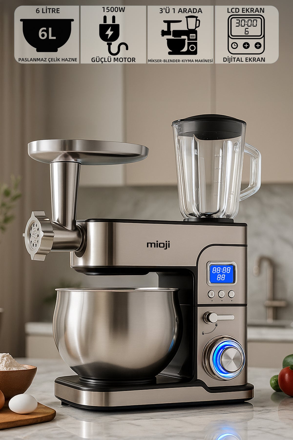 Mio MX10 6L 1500W İnox 3'ü 1 Arada Mutfak Şefi