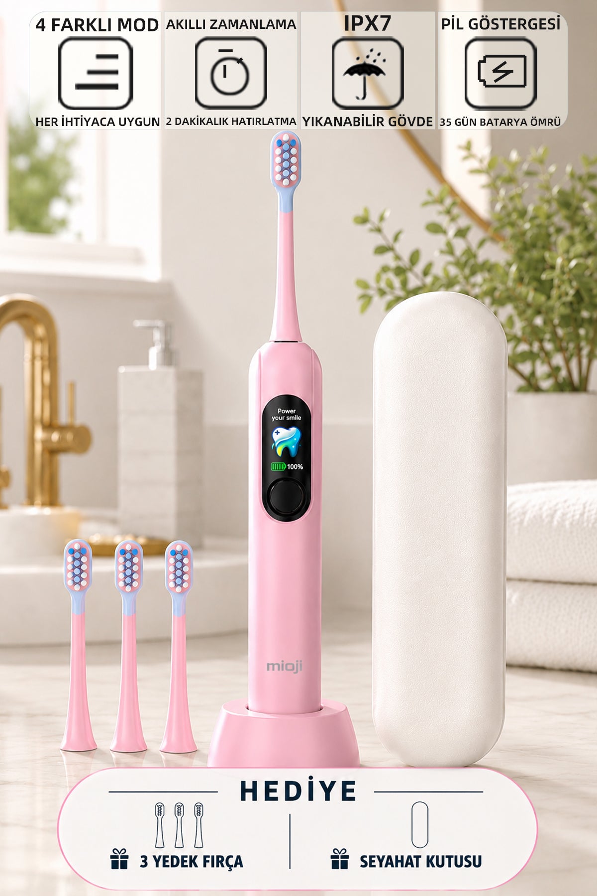 Mioji Oral B8 Care Diş Fırçası Pembe