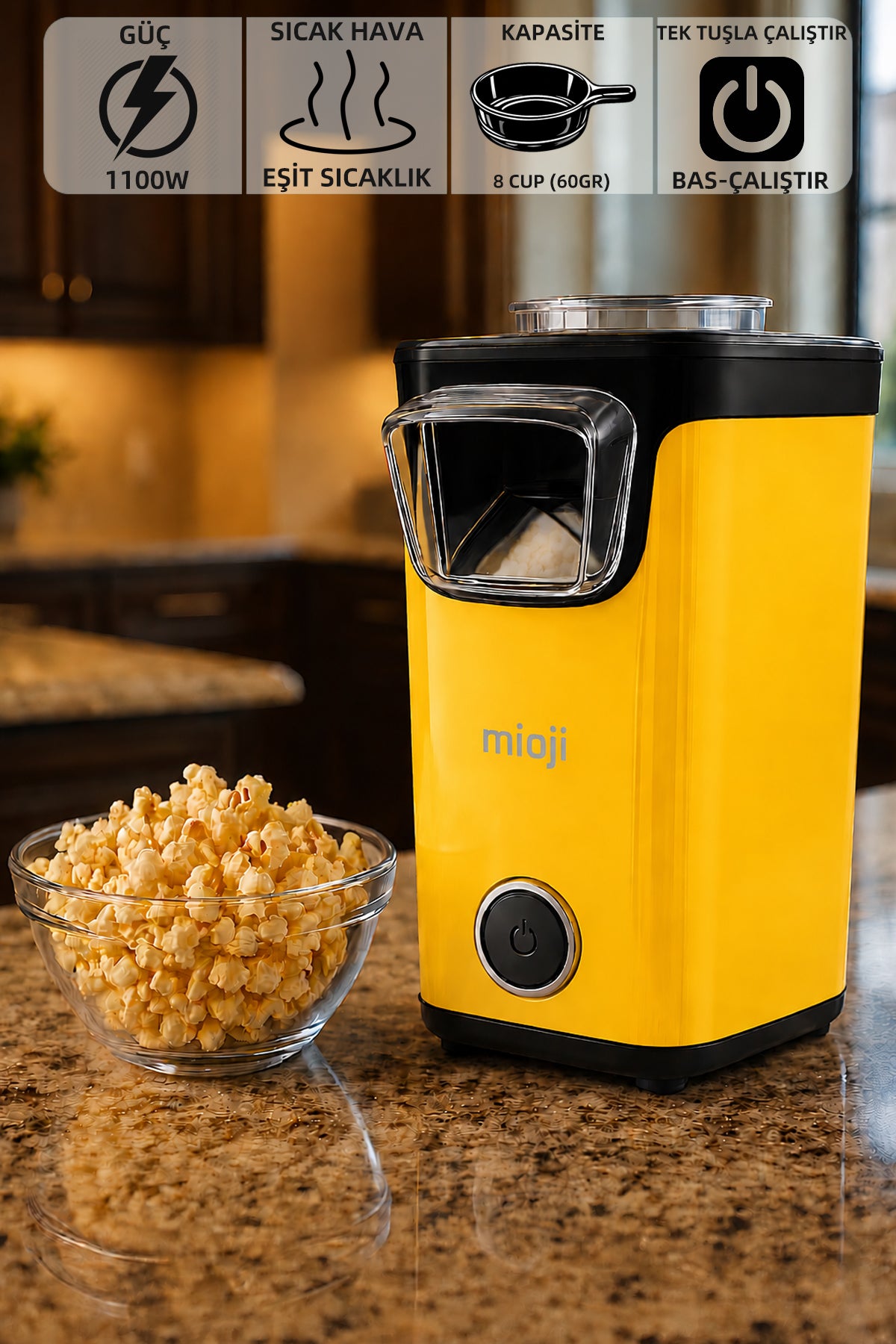 Mioji POPX1 Mısır Patlatma Makinesi Sarı