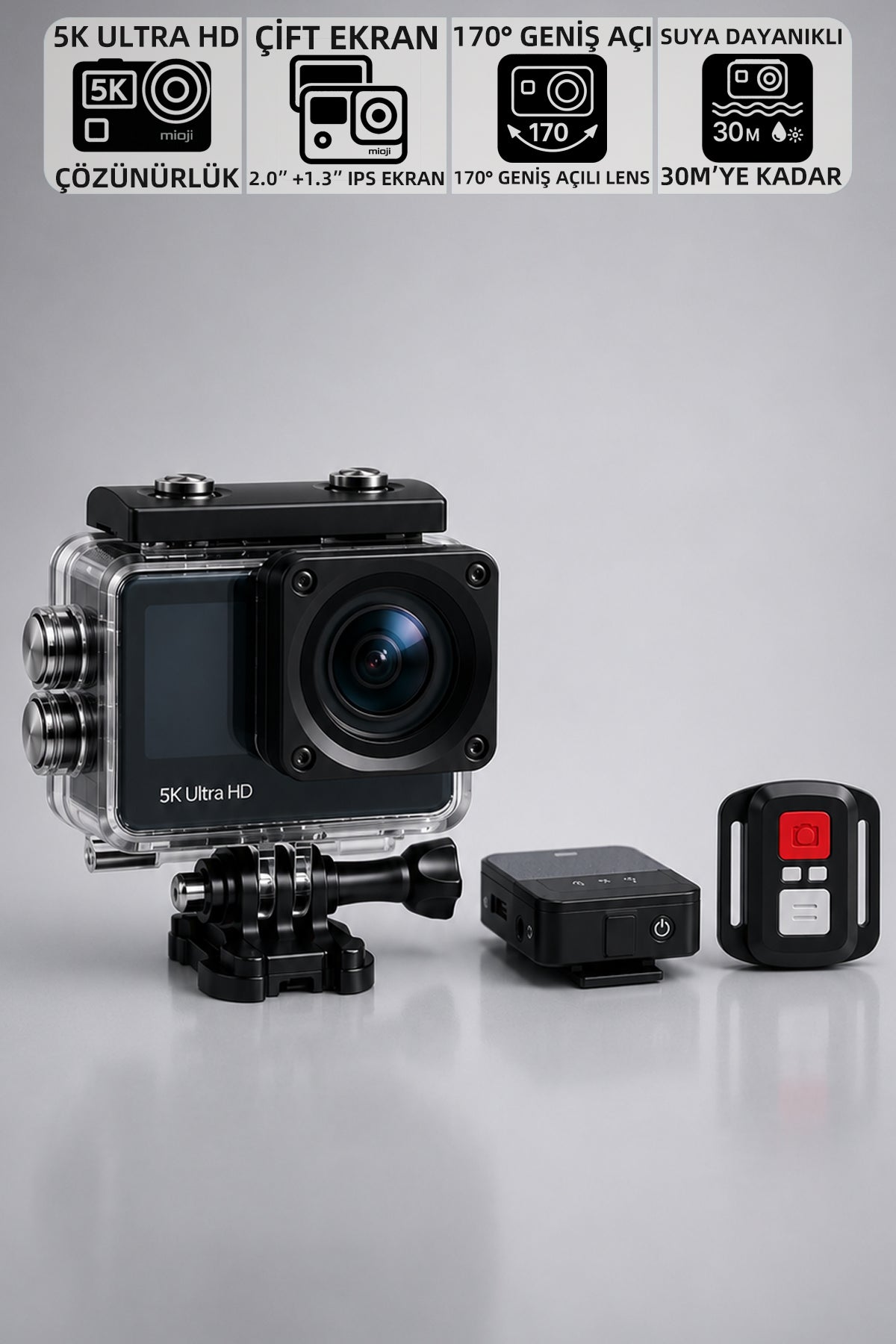 Mioji Action 12 Pro 5K 30FPS 24MP Aksiyon Kamerası