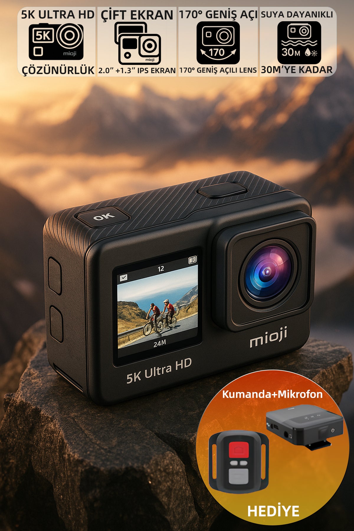 Action 12 Pro 5K 30FPS 24MP Aksiyon Kamerası