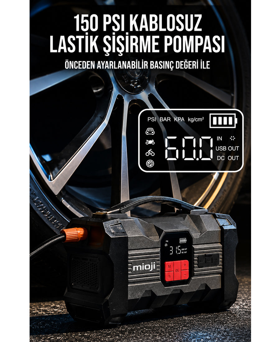 Mio 20 Pro 4000A 32000mAh Akü Takviye+Hava Pompası+LED Fener+