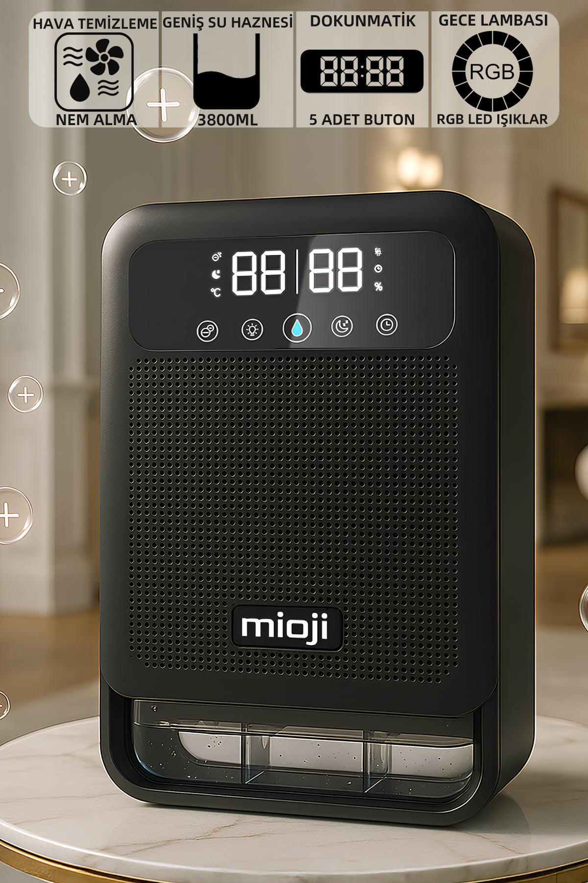 Mioji Mio 30NEC Pro Nem Alma ve İyon Hava Temizleme Cihazı Siyah