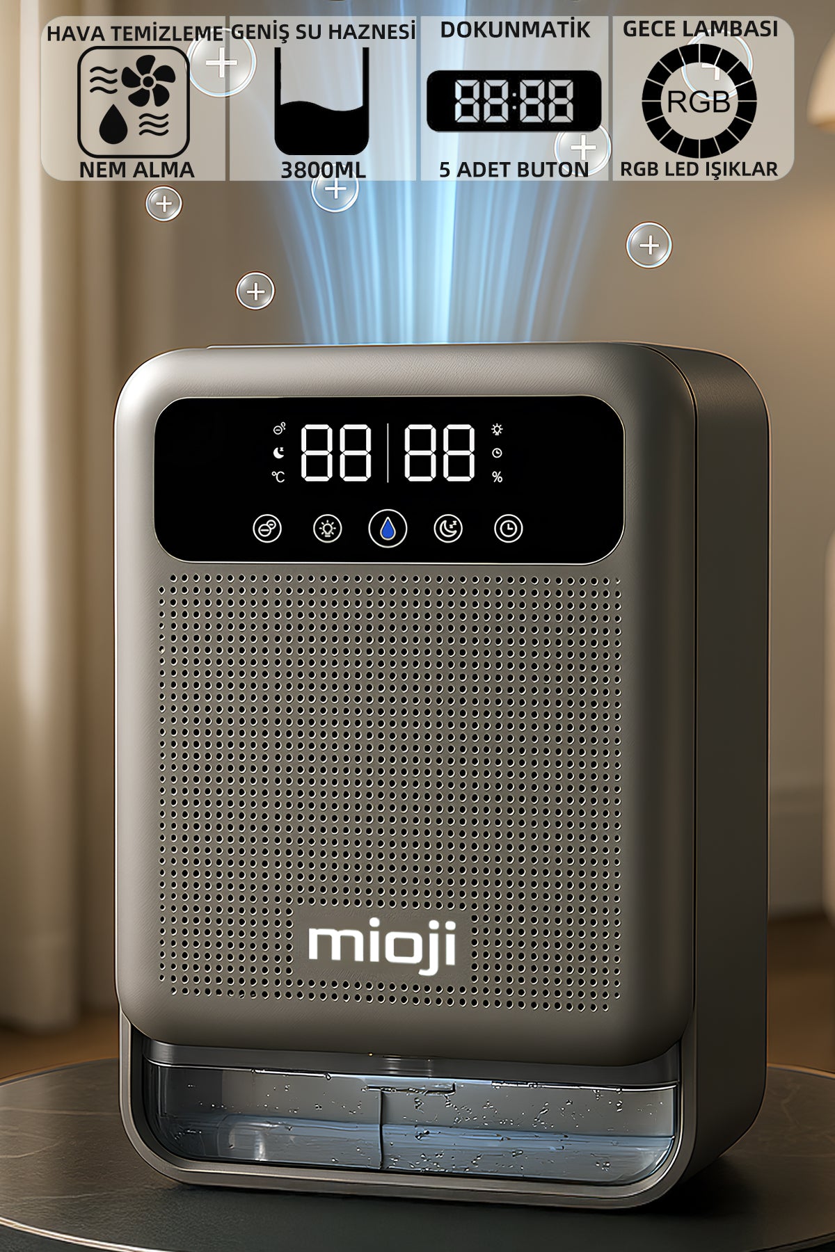 Mioji Mio 30NEC Pro Nem Alma ve İyon Hava Temizleme Cihazı Silver