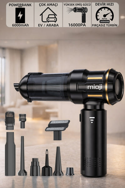 Mioji 8 Plus Şarjlı Süpürge ve Hava Üfleme Cihazı Siyah