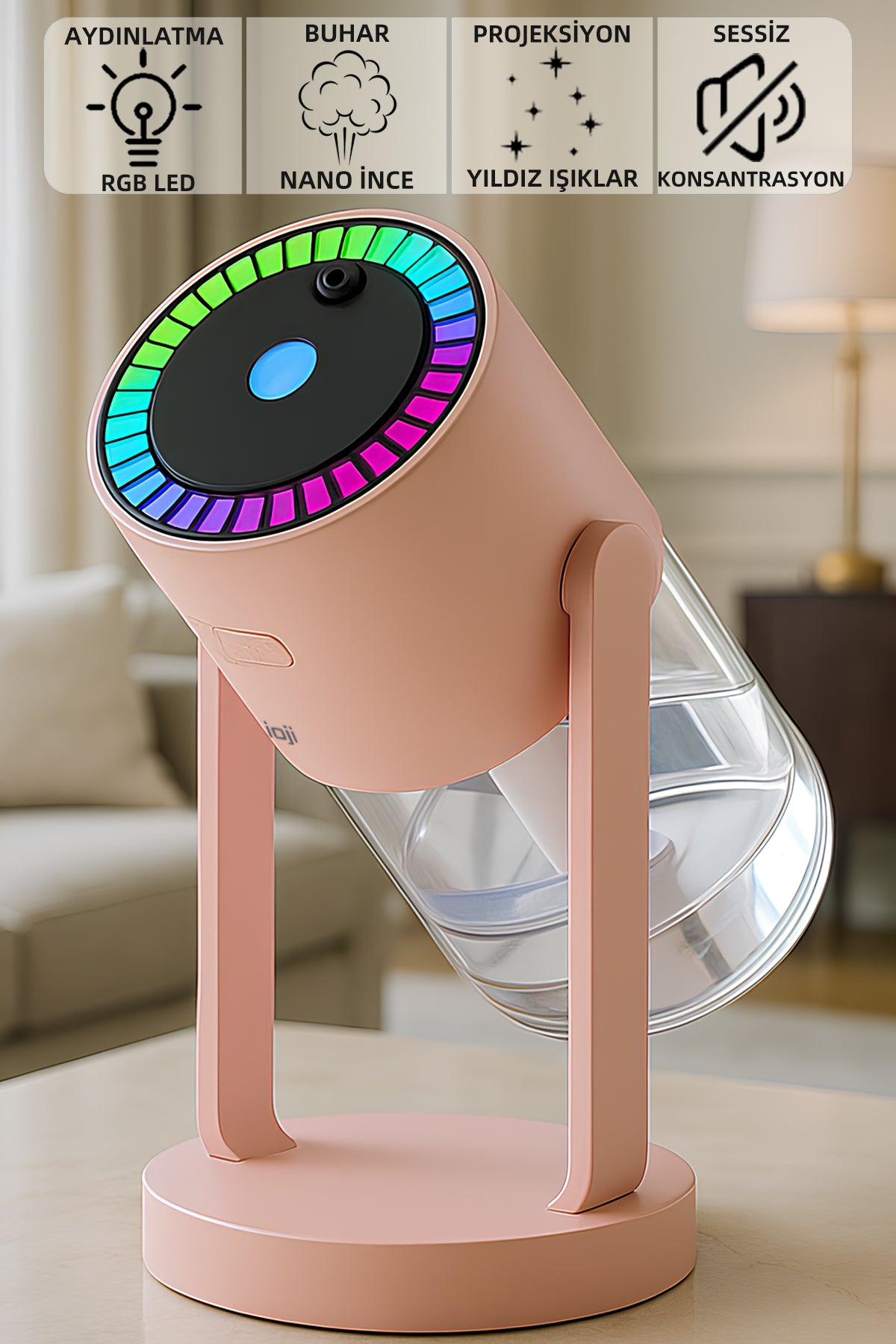 Mioji Mio AH8 RGB 280ml Hava Nemlendirici Pembe