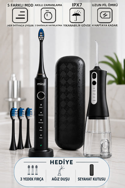 Mioji Oral B6 Care 4-in-1 Ağız Bakım Seti Siyah
