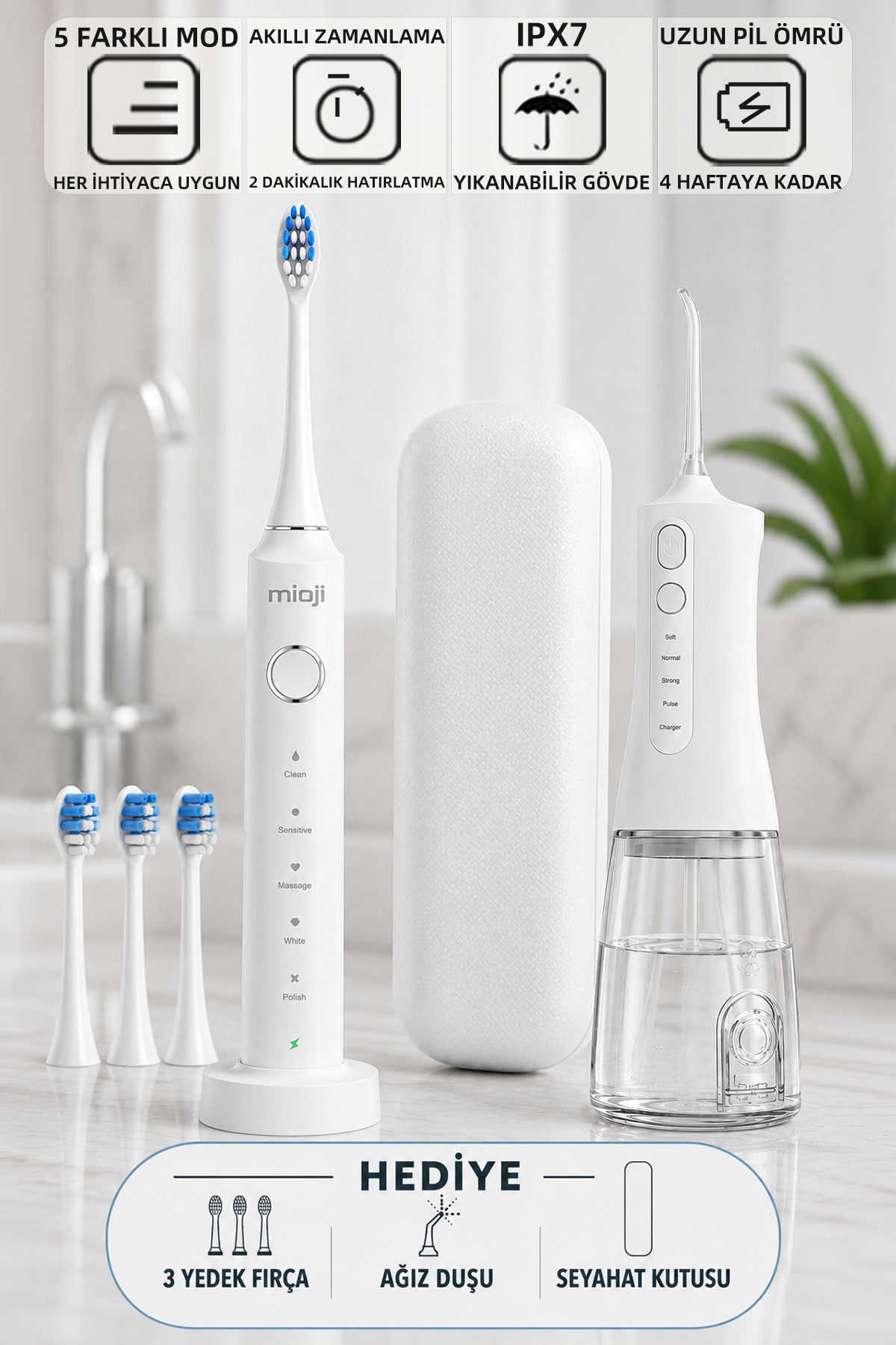 Mioji Oral B6 Care 4-in-1 Ağız Bakım Seti Beyaz