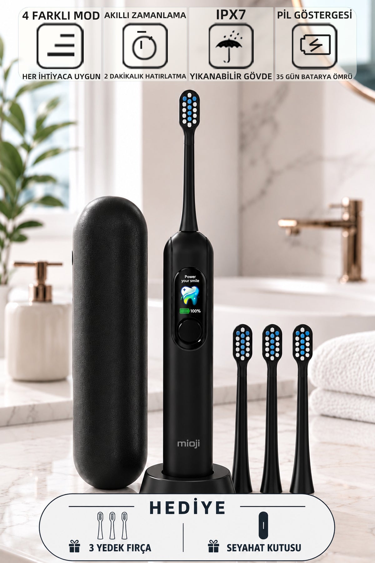 Mioji Oral B8 Care Diş Fırçası Siyah