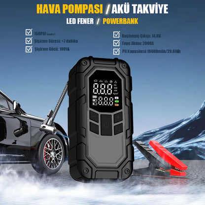 Mio D8H Plus Akü Takviye+Hava Pompası+LED Fener+Powerbank
