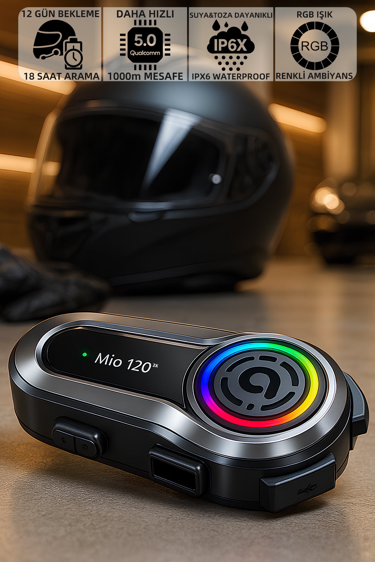 Mio 120 2x RGB İnterkom Kulaklık Siyah
