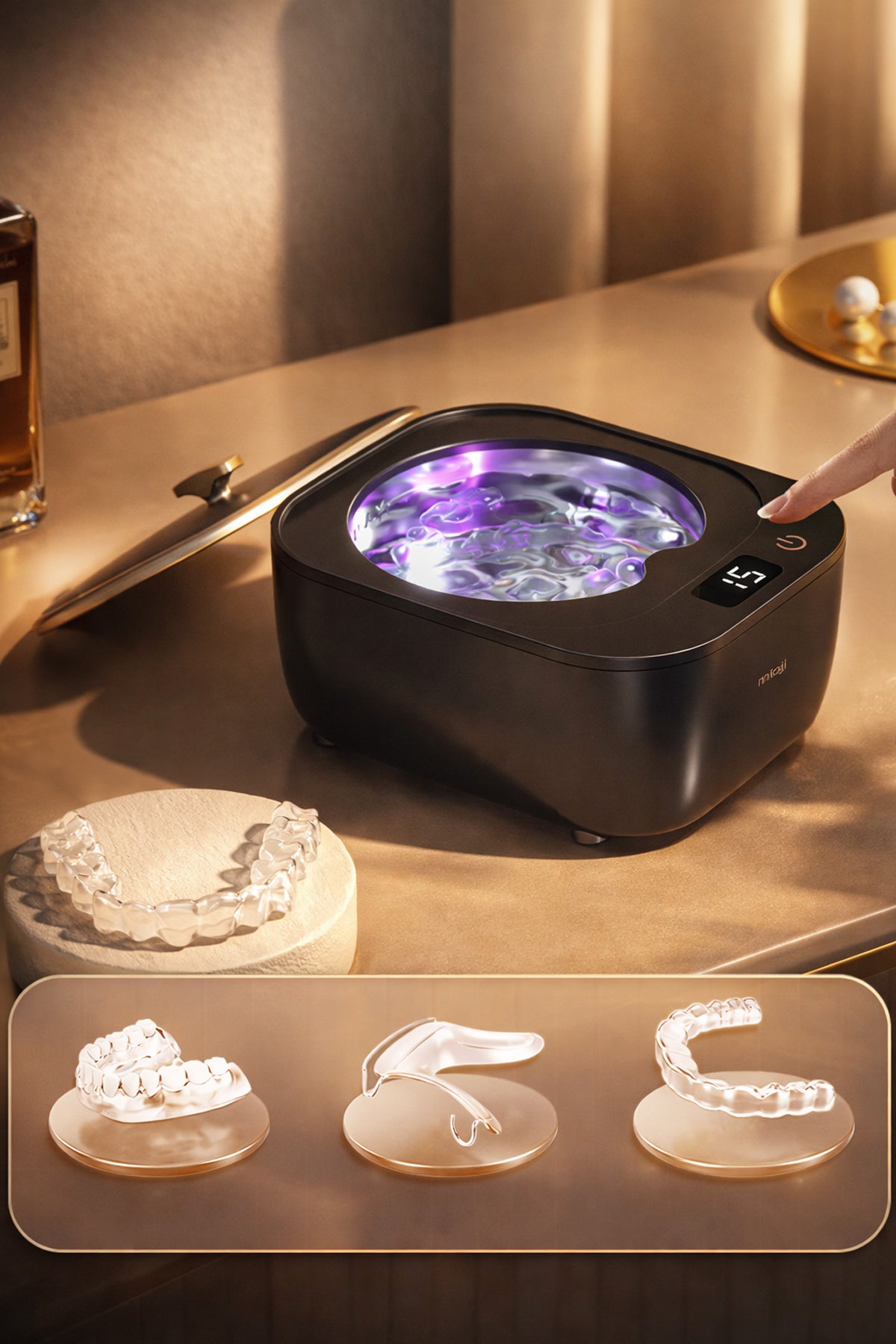 Mioji UV2C Takma Diş ve Şeffaf Plak Temizleme Cihazı Siyah