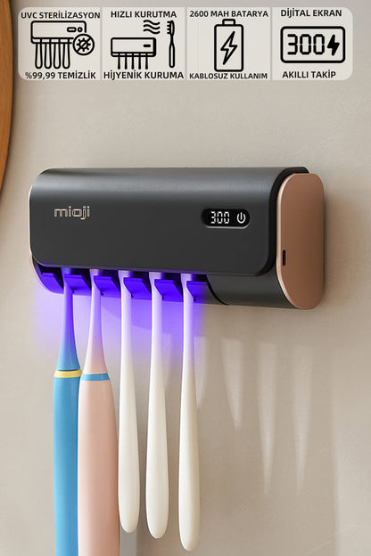 Mioji UV5F Pro Diş Fırçası Tutucusu Siyah