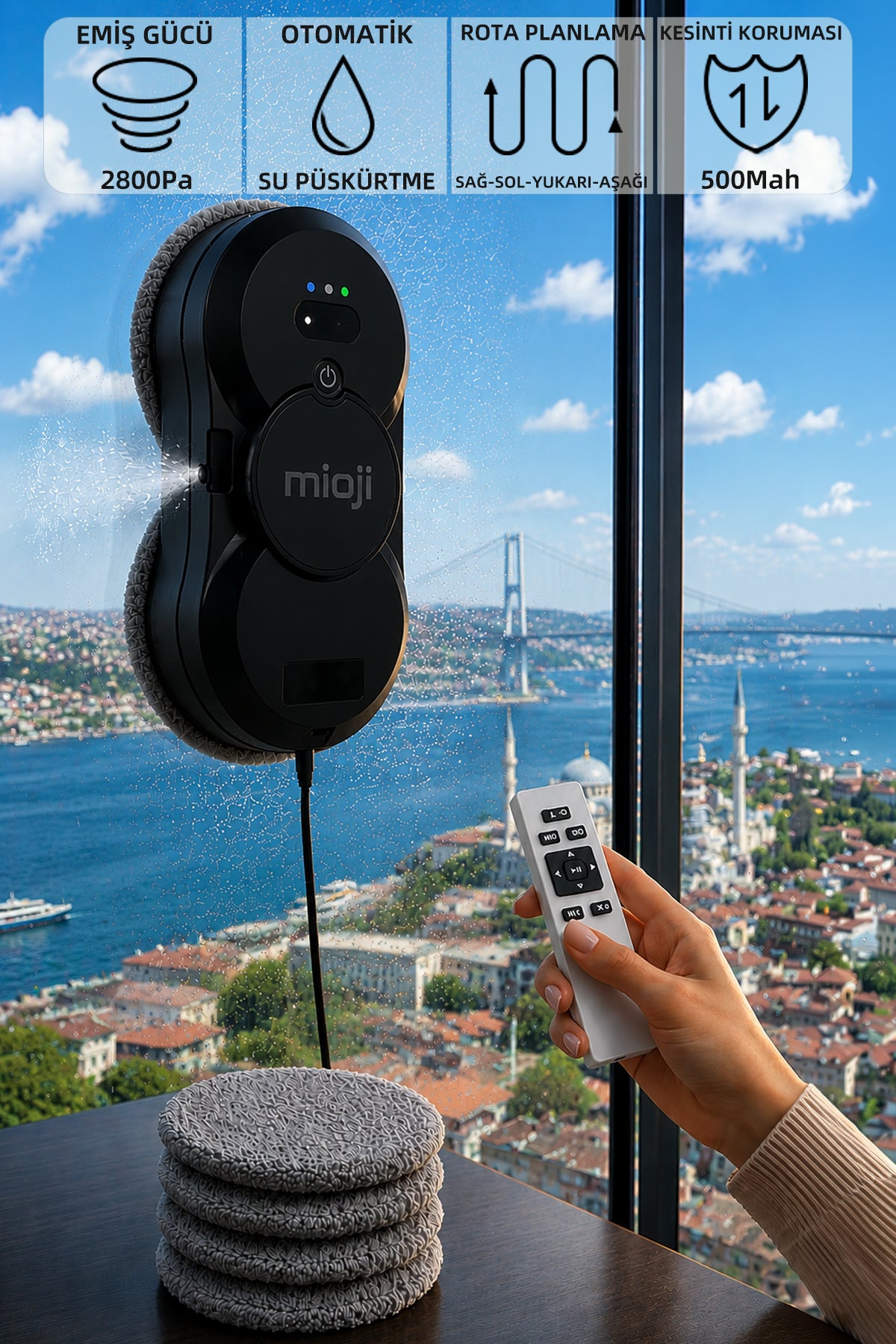 Mioji VLR2 Cam Temizleme Robotu Siyah